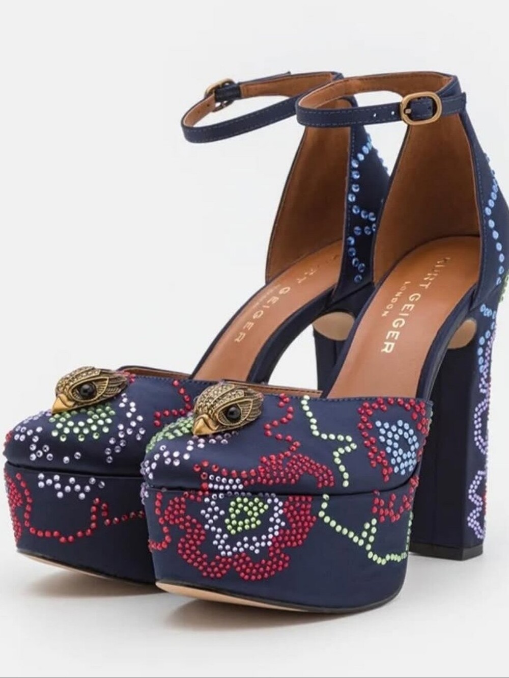 KURT GEIGER LONDON, Kensington Platform. Blue Fabic Occasion. Z l - Picture 2 of 5